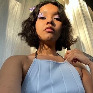 Powder sky blue crop top